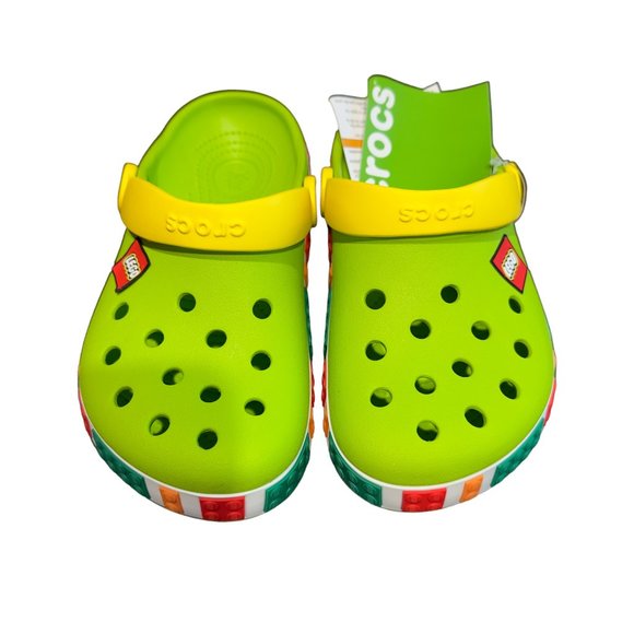*RARE* Crocs NWT Green/Yellow Lego Clog Sandals SIZE J3 - Picture 2 of 3